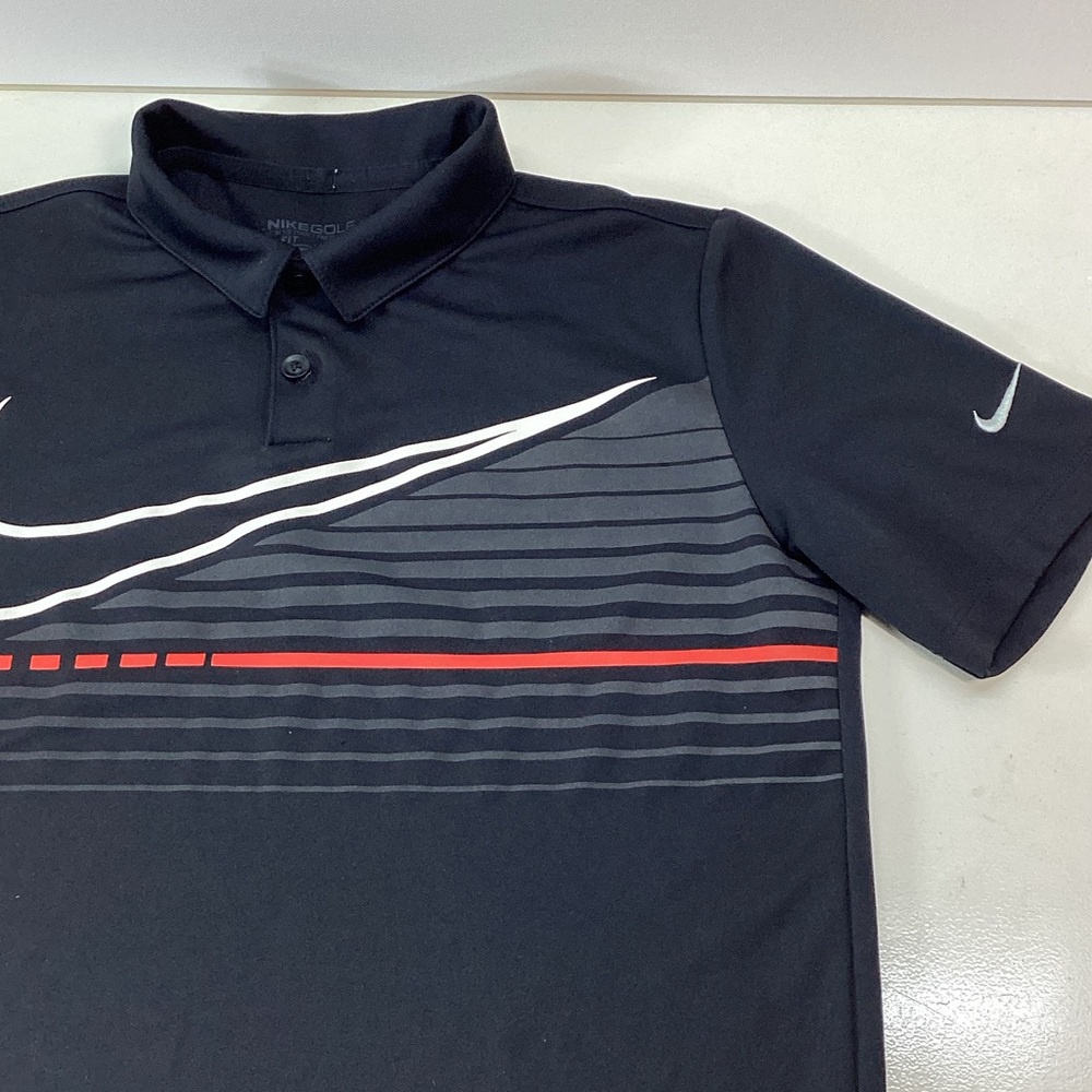 Nike Golf Black Polo with White, Red and Gray Accents